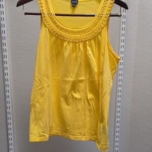 Rafaella Yellow Embellished Scoop Neck Tank